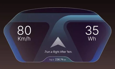 Futuristic Motorcycle Head Unit Dashboard With Transparent Interface Stock Illustration