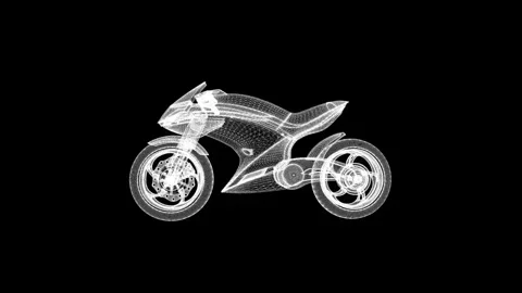 Futuristic Motorcycle Wireframe on Black Background Showcasing Innovation a.. Stock Footage 341778641