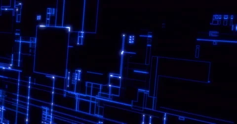 Futuristic movement of blue matrix digital vertical and horizontal circuit Stock Footage 291835959