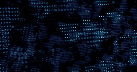 Futuristic movement of blue matrix digital glow dots, artificial intelligence Stock Footage 294765637
