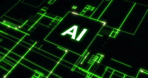 Futuristic movement of green matrix digital vertical and horizontal circuit Stock Footage 286435806