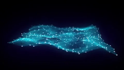 Futuristic moving wave. Digital background with moving glowing particles Stockbeeldmateriaal 272584529