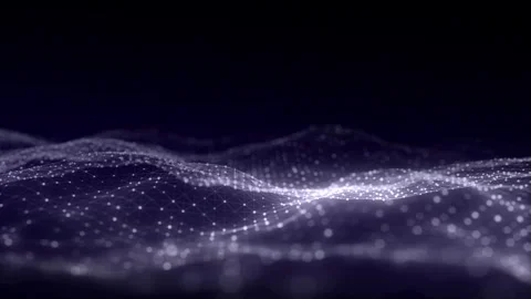 Futuristic moving wave. Digital background with moving glowing particles lines. Stockbeeldmateriaal 272588832