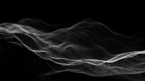 Futuristic moving wave. Digital dark background with moving particles. Stockbeeldmateriaal 272585159