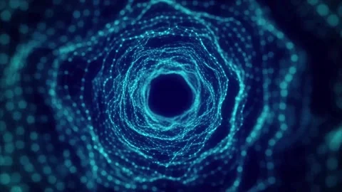 Futuristic moving wireframe tunnel in the digital space Stock Footage 303472509