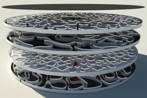 Futuristic Multi Level Labyrinth 3D Model