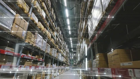 Futuristic multi-level warehouse Stock Footage 104844570