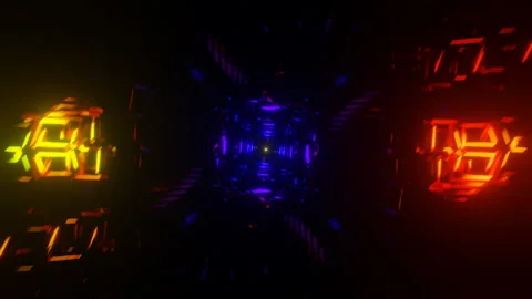 Futuristic multicolored visual pattern with surreal sci-fi elements for VJ use Stock Footage 240241276