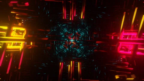 Futuristic multicolored visual pattern with surreal sci-fi elements for VJ use Video stock 240241917