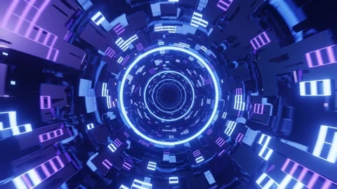 A futuristic multiple sci-fi gradient neon teleportation VJ Loop. Future te.. Stock Footage 317835376