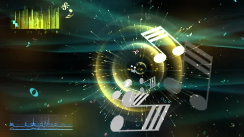 Futuristic Music Visualizer Ring Glowing Particles, Sound Wave Equalizer Stock Footage 336605873
