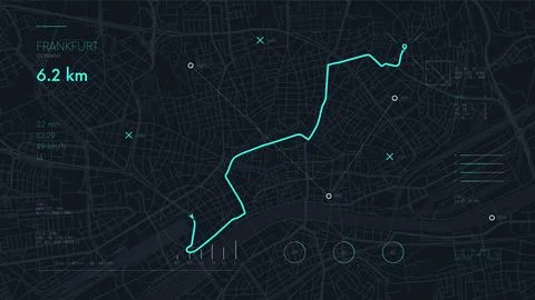 Futuristic navigate device dashboard GPS tracking map, Futuristic mapping tec Illustration
