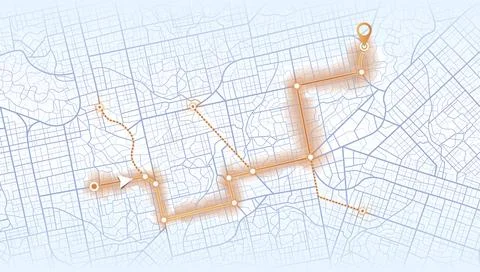 Futuristic navigate map. Huge city top view. Illustration in casual graphic Stock Illustration