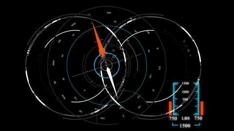 Futuristic navigation compass and gyroscope hud interface Stock Footage 340500703