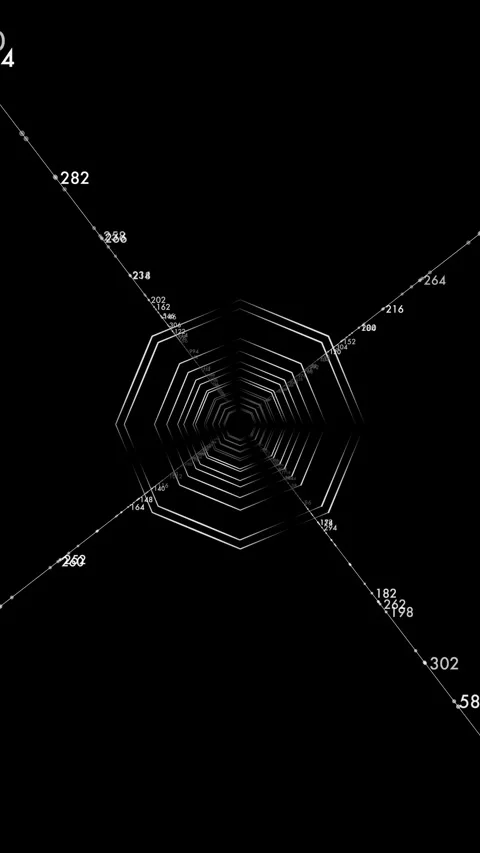 Futuristic Navigational HUD with Mathematical Precision and Geometric Tunnel 库存影片 333935549