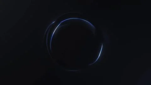 Futuristic navy energy orb with smooth glowing edges on a dark background. .. Stock Illustration