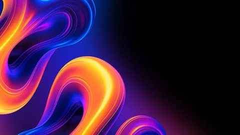 Futuristic Neon 3D Gradient Shape Background with Dark Space Stock Illustration