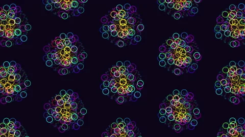 Futuristic neon abstract dots pattern on dark space Stock Footage 196805091