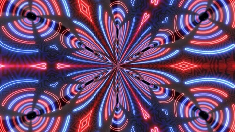 Futuristic neon background. Glowing light swirling rounds and led lights.  Stock Footage 114064041