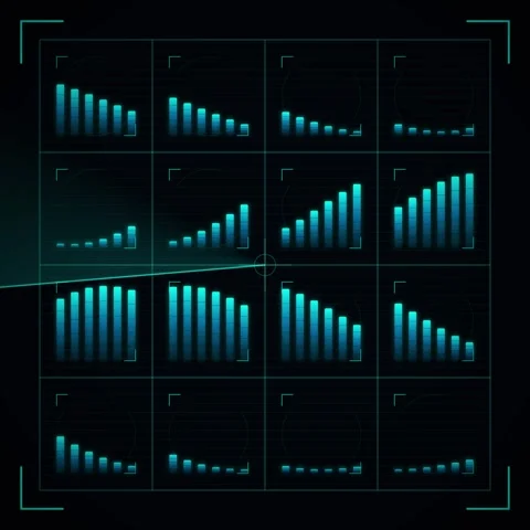 Futuristic Neon Bar Chart Data Display - Financial Growth and Analysis Stock Footage 347261534