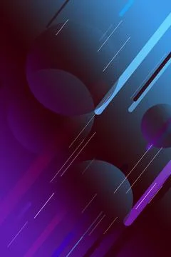 Futuristic neon bars and translucent circles with fine glowing streaks crea.. Illustrazione stock