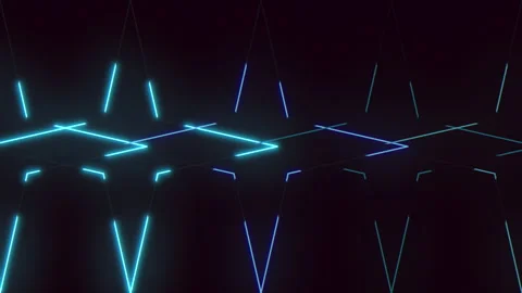 Futuristic neon blue arrow light pattern on dark background, seamless motion Stock-Footage 330087289