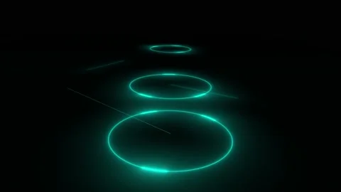 Futuristic Neon Blue Circles Animation. Stock Footage 239510962