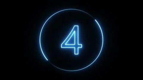 Futuristic neon blue countdown timer with glowing numbers on dark background Stock Footage 336180495