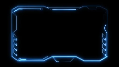 Futuristic Neon Blue Digital Frame Border with Geometric Sci- Fi Elements o.. Stock Footage 337363607