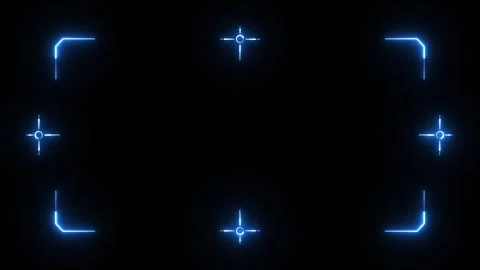 Futuristic neon blue digital interface frame loop, HUD elements, targeting scans Stock Footage 344586182