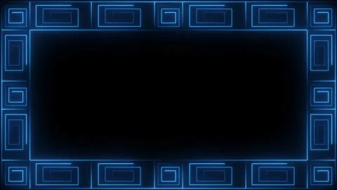 Futuristic neon blue frame with glowing maze-like spiral patterns and tech. 動画素材 337835247