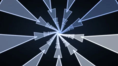 Futuristic neon blue geometric triangle tunnel motion graphic Stock Footage 336349574