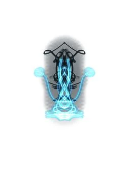 Futuristic Neon Blue Glowing Abstract Line Art Stock Illustration