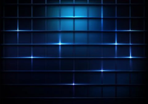 Futuristic neon blue grid pattern background with glowing lines for technol.. Illustrazione stock