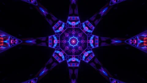 Futuristic Neon Blue Kaleidoscopic Pattern – Digital Abstract Artwork Stock Footage 303131632