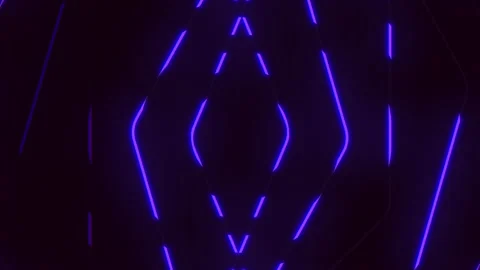 Futuristic neon blue light lines on dark abstract tunnel background for Stock Footage 334140501