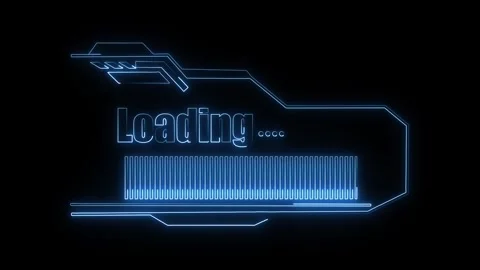 Futuristic Neon Blue Loading Bar Interface on animated Black Background pro.. Stock Footage 337365490