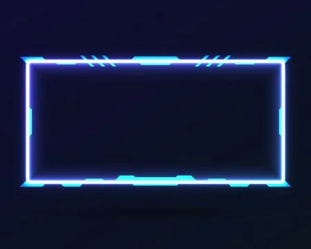 Futuristic neon blue stream overlay webcam screen frame template Stock Illustration