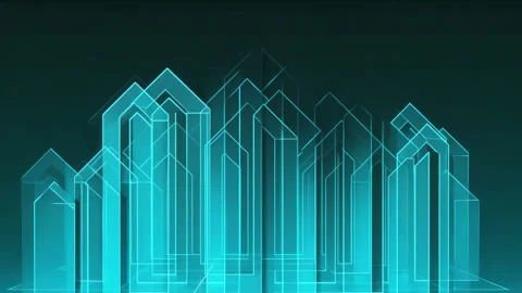 Futuristic Neon Building Lines Animation Stock Footage 319076063