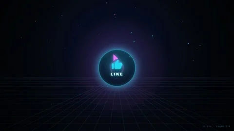 Futuristic Neon Like Button Animation with Glowing Circles on a Dark Cyber Stock Footage 344773646