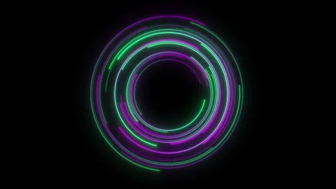 Futuristic Neon Circle Animation Tech, Neon Circle Motion Background Stock Footage 337022268