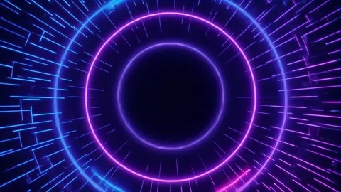 Futuristic Neon Circle HUD  Glowing Tech Loop Background Stock Footage 308053543