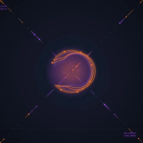Futuristic Neon Circle HUD Interface Element with Data Lines and Grids Stock Footage 348199278