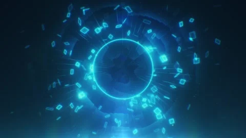 Futuristic Neon Circle Light Animation in Cosmic Blue Environment Stock Footage 341781358