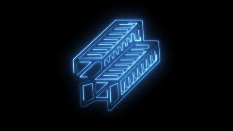 Futuristic neon circuit board glowing technology animation on black background Stock Footage 330784632