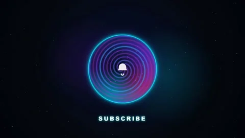 Futuristic Neon Circular Animation with Subscribe Text on Dark Space Background Stock Footage 344773820