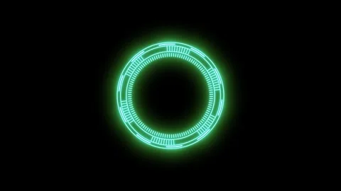 Futuristic neon circular interface with glowing effect Video stock 308241705