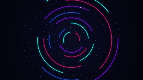 Futuristic Neon Circular Lines and Dot Grid Loop Background Stock Footage 341850765