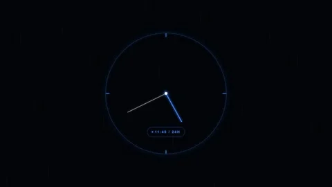 Futuristic Neon Clock Interface Animation Stock Footage 347627531