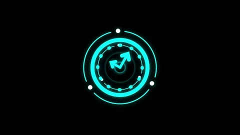 Futuristic Neon Clock Interface with Glowing Cyan Accents on animated Black.. Stock Footage 332060790